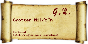 Grotter Milán névjegykártya